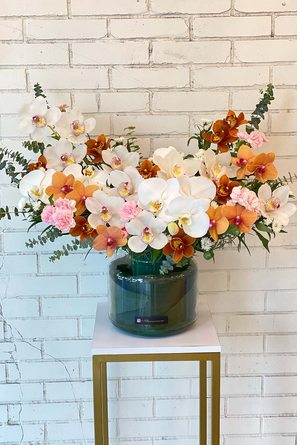 گلدان شیشه ای دیزاین ۶۵ سانت تمام ارکیده نلی