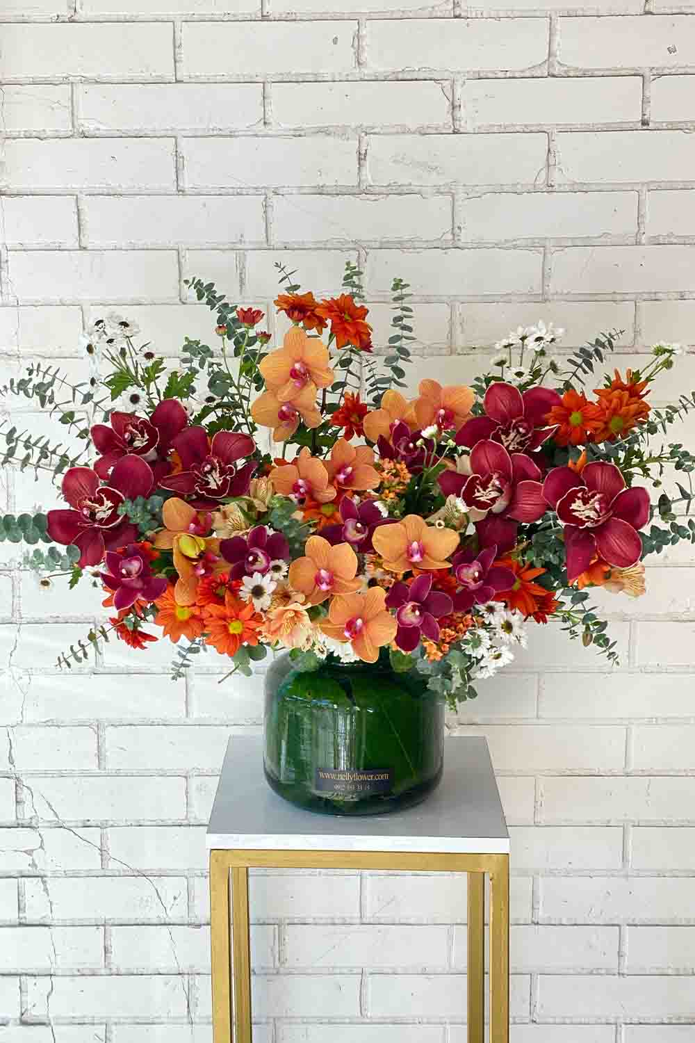 دیزاین ۵۵ سانت ارکیده های آجری و زرشکی