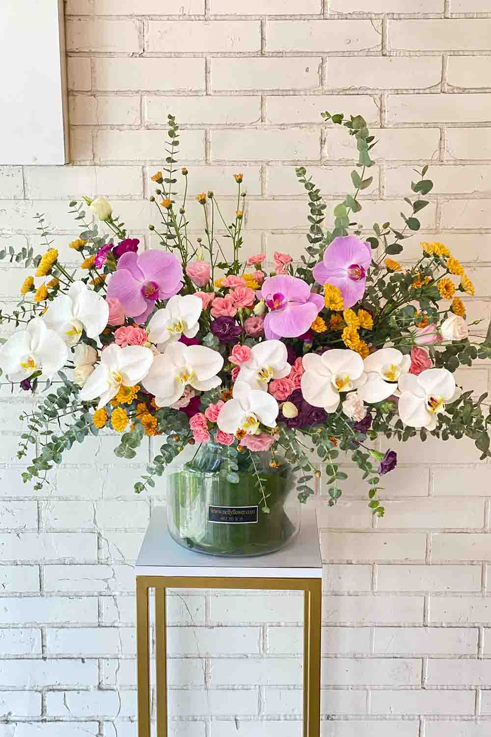 گلدان شیشه ای دیزاین رنگی ۵۵ سانت تابستانی نلی
