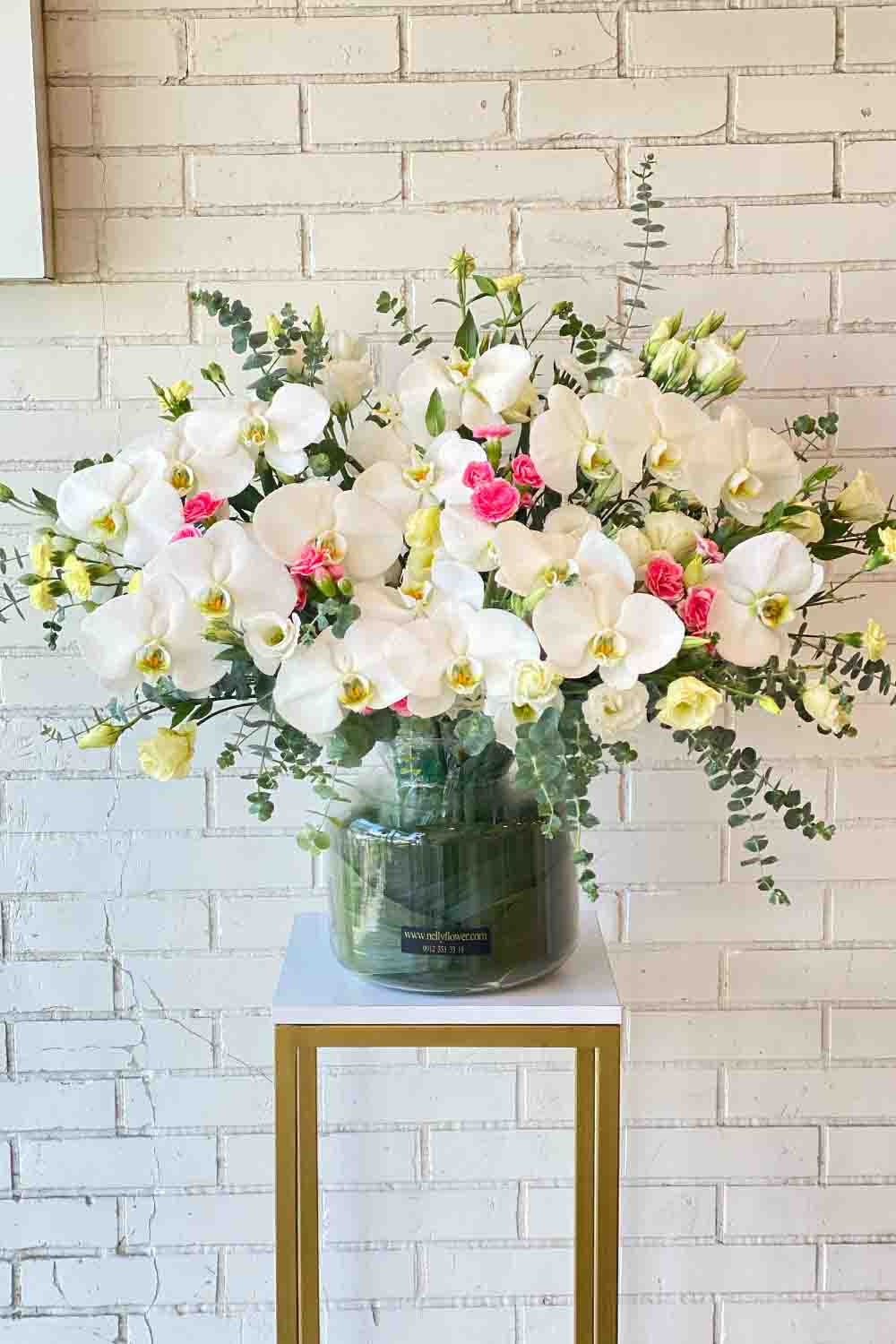 سایز بزرگ ۶۰*۶۰ گلدان شیشه ای تمام ارکیده