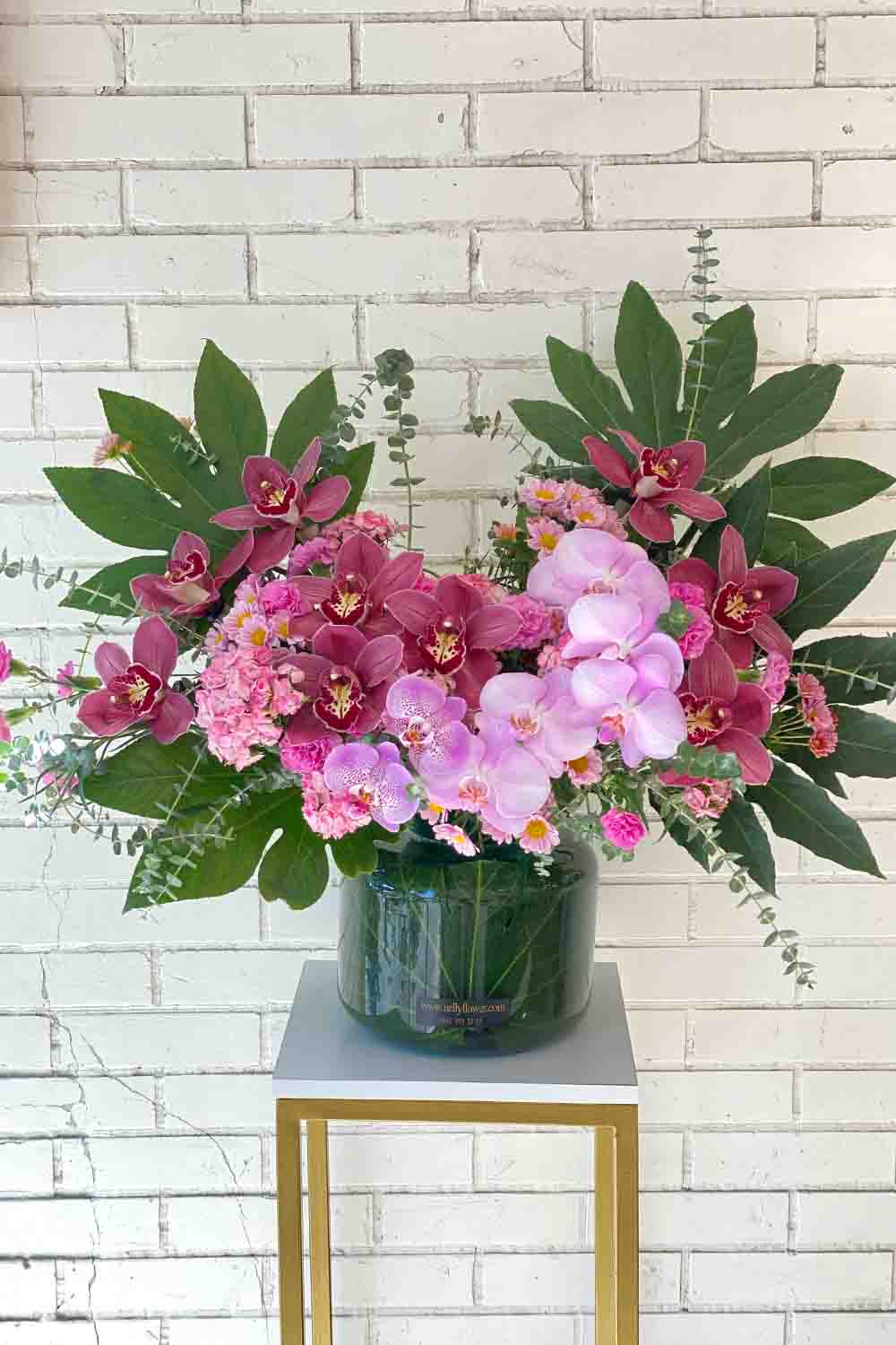 گلدان شیشه ای دیزاین ارکیده نلی(۶۰ سانت)