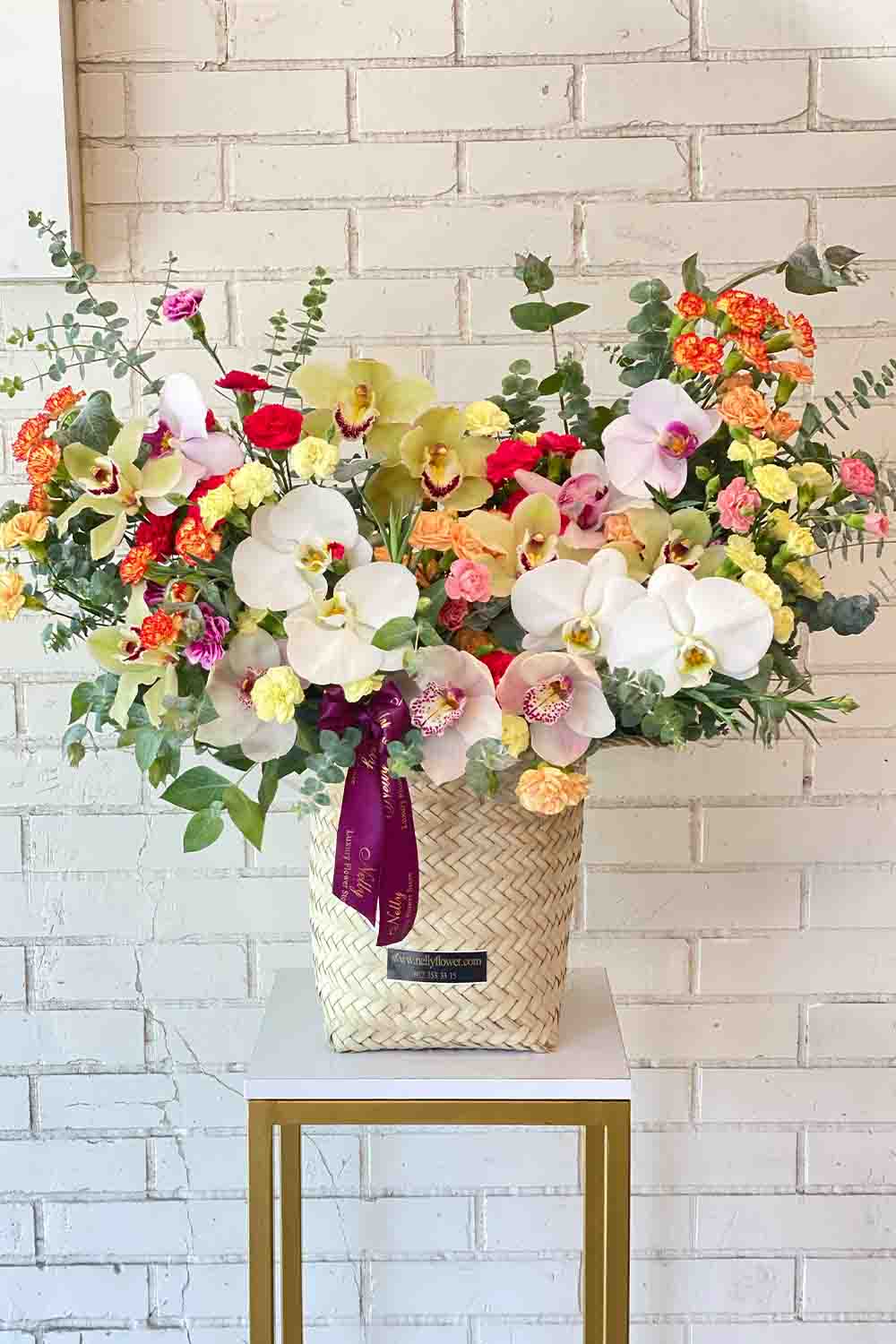 سبد لوکس ارکیده های رنگی نلی(۵۰ سانت)